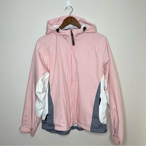 Firefly Hooded Windbreaker Oversized Lightweight Jacket Pale Pink and Grey Large